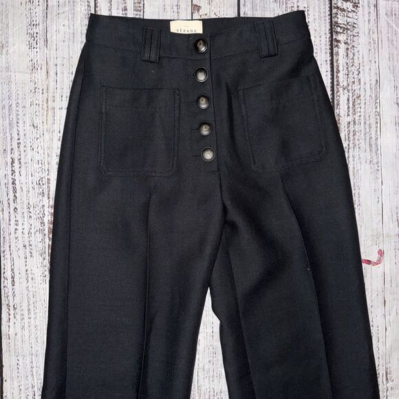 NEW Sezane Pantalon Chuck Noir Black Dress Pants Wide Leg Size 34 US2 - Picture 3 of 8